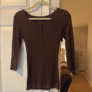 American Eagle Outfitters Black Fitted Buttoned Blouse